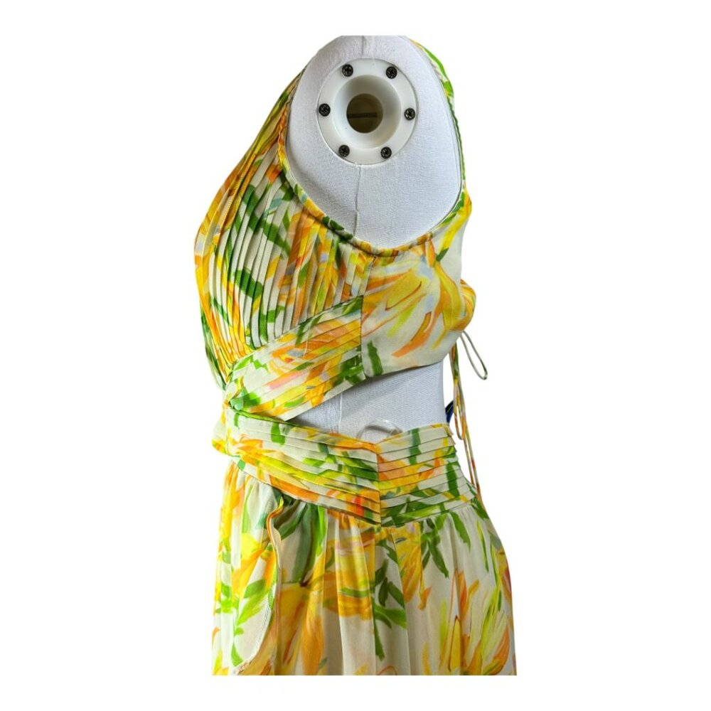 ASTR The Label Alyssa Ruffle Floral Pleated Cut-Out Maxi Dress Size M - Picture 7 of 13
